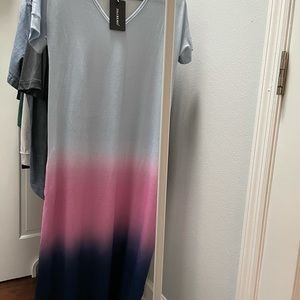 Gradient Short Sleeve Maxi - purple, pink,